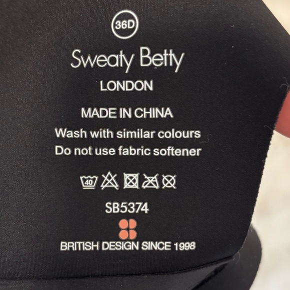 Sweaty Betty All Train Black Sports Bar Athletic Gym Workout Support 36D Active - Picture 10 of 10